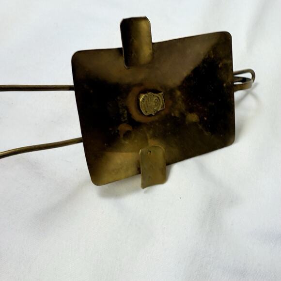 Vtg Brass Wheelbarrow Ashtray Marked Columbia With Pre-Columbian Metal Mask - Picture 9 of 13